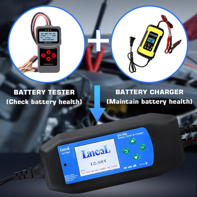 CAT-280 2 in 1 Car Battery Charger & Color Screen Battery Tester - Electronic Test by PMC TechLife | Online Shopping South Africa | PMC TechLife | Buy Now Pay Later Mobicred