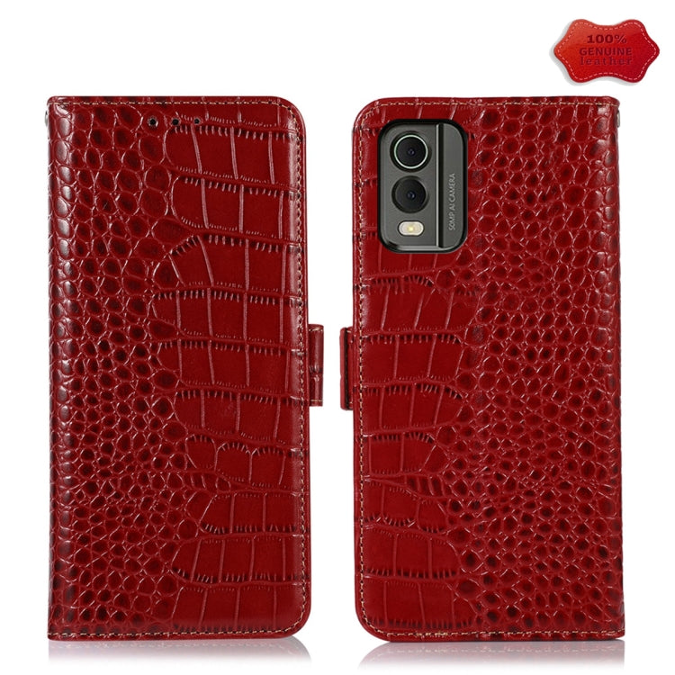 For Nokia C32 4G Crocodile Top Layer Cowhide Leather Phone Case(Red) - Nokia Cases by PMC TechLife | Online Shopping South Africa | PMC TechLife | Buy Now Pay Later Mobicred