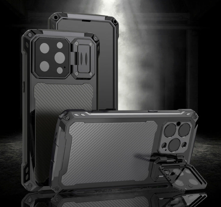 For iPhone 14 Pro Max RedPepper Silver Shield Series All-inclusive Lens Metal Phone Case(Black) - iPhone 14 Pro Max Cases by RedPepper | Online Shopping South Africa | PMc TechLife | Buy Now Pay Later Mobicred