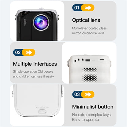 A007 Portable 1280 x 720 HD 113 ANSI Smart LED Projector, Plug:UK Plug(White) - Mini Projector by PMC Jewellery | Online Shopping South Africa | PMC Jewellery | Buy Now Pay Later Mobicred