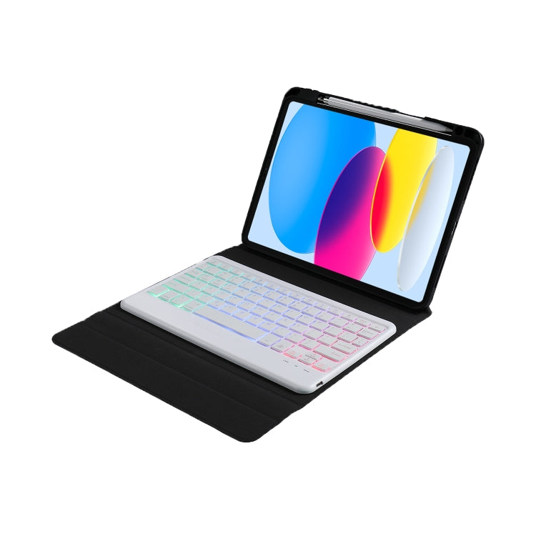 For iPad 10th Gen 10.9 2022 B10S Triangle Holder Three-color Backlight Bluetooth Keyboard Leather Case(Purple) - Universal by PMC TechLife | Online Shopping South Africa | PMC TechLife