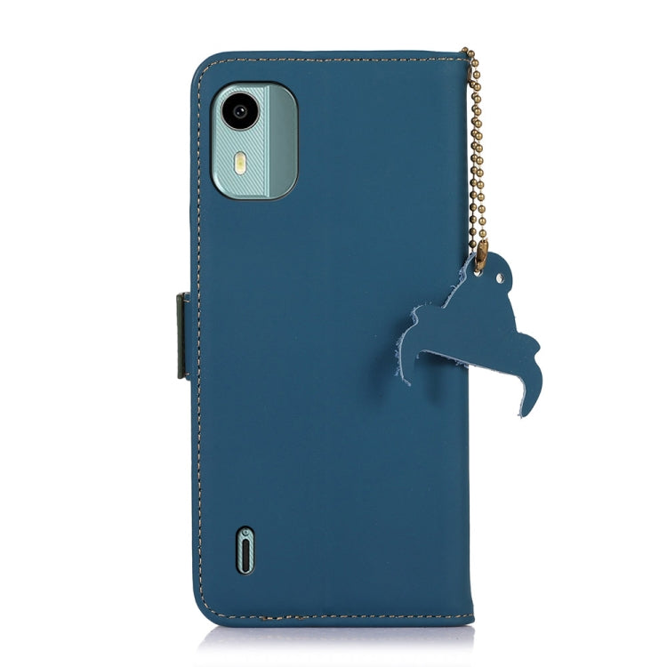 For Nokia C12 4G Genuine Leather Magnetic RFID Leather Phone Case(Blue) - Nokia Cases by PMC TechLife | Online Shopping South Africa | PMC TechLife | Buy Now Pay Later Mobicred