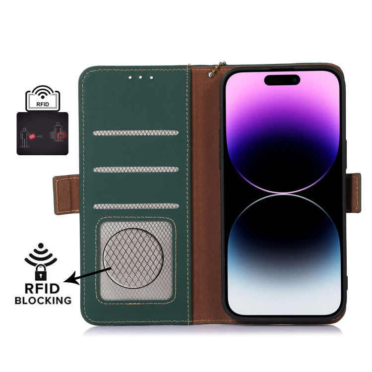 For Nokia C22 4G Genuine Leather Magnetic RFID Leather Phone Case(Green) - Nokia Cases by PMC TechLife | Online Shopping South Africa | PMC TechLife | Buy Now Pay Later Mobicred
