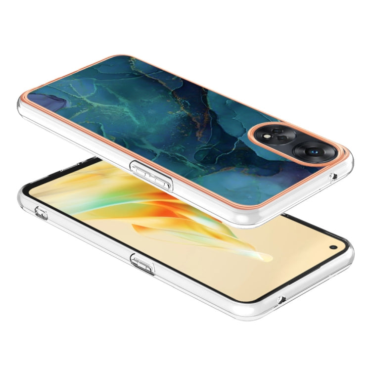 For OPPO Reno 8T 4G Electroplating Marble Dual-side IMD Phone Case(Green 017) - OPPO Cases by PMC Jewellery | Online Shopping South Africa | PMC Jewellery | Buy Now Pay Later Mobicred