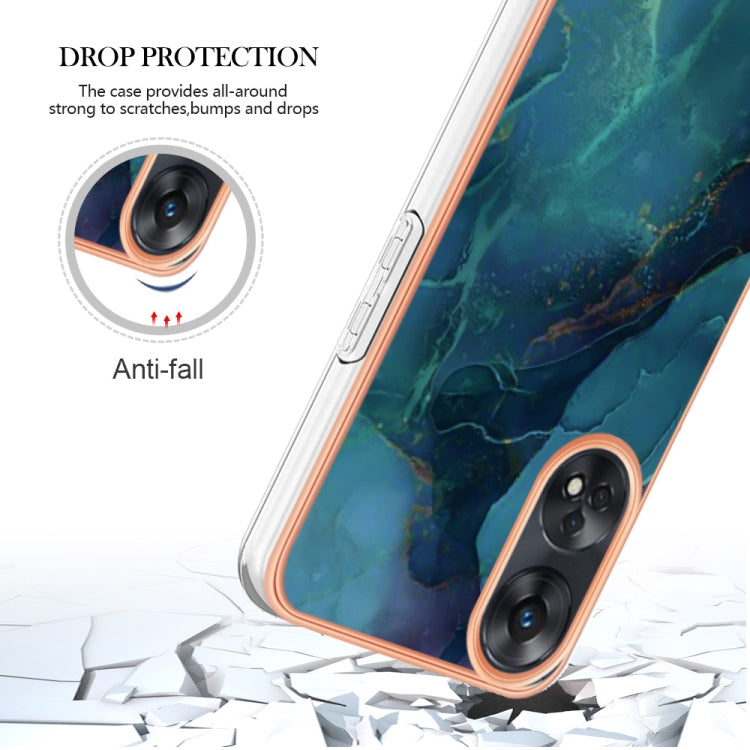 For OPPO Reno 8T 4G Electroplating Marble Dual-side IMD Phone Case(Green 017) - OPPO Cases by PMC Jewellery | Online Shopping South Africa | PMC Jewellery | Buy Now Pay Later Mobicred