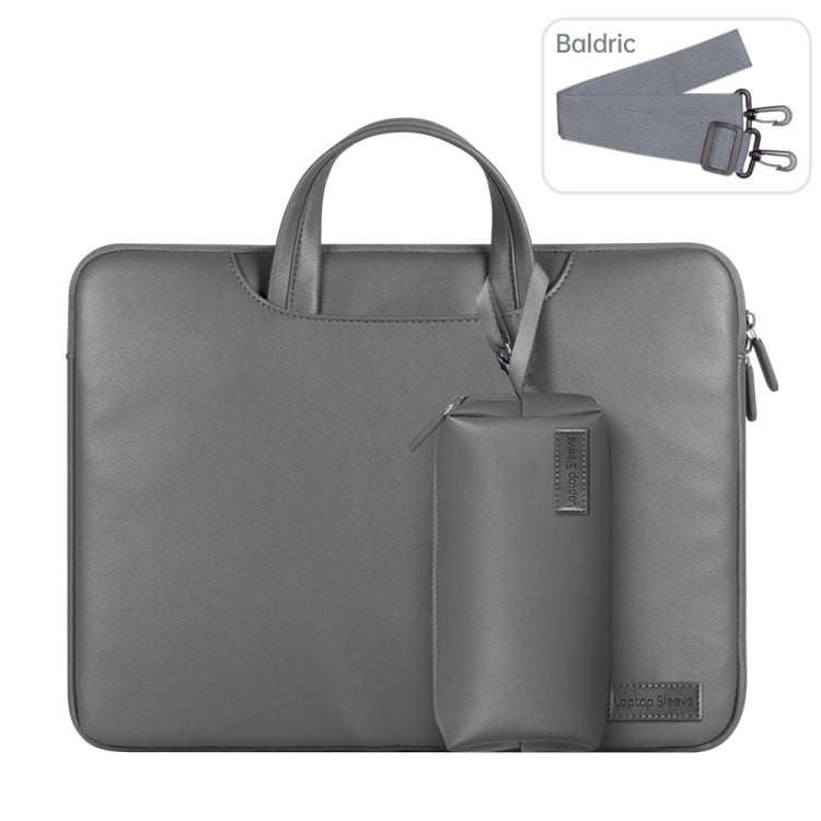 Waterproof PU Laptop Bag Inner Bag with Power Pack, Size:15 inch(Grey) - Other by PMC Jewellery | Online Shopping South Africa | PMC Jewellery | Buy Now Pay Later Mobicred