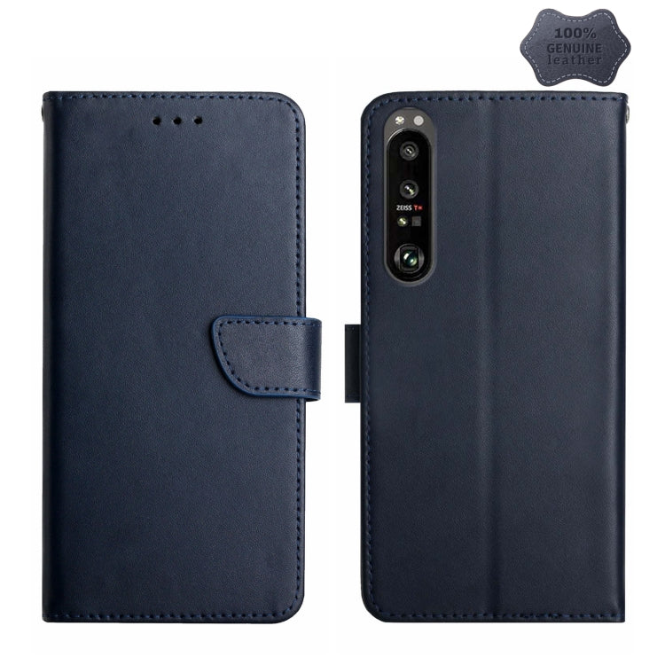 For Sony Xperia 1 V Genuine Leather Fingerprint-proof Horizontal Flip Phone Case(Blue) - free shipping - PMC TechLife - Order now!