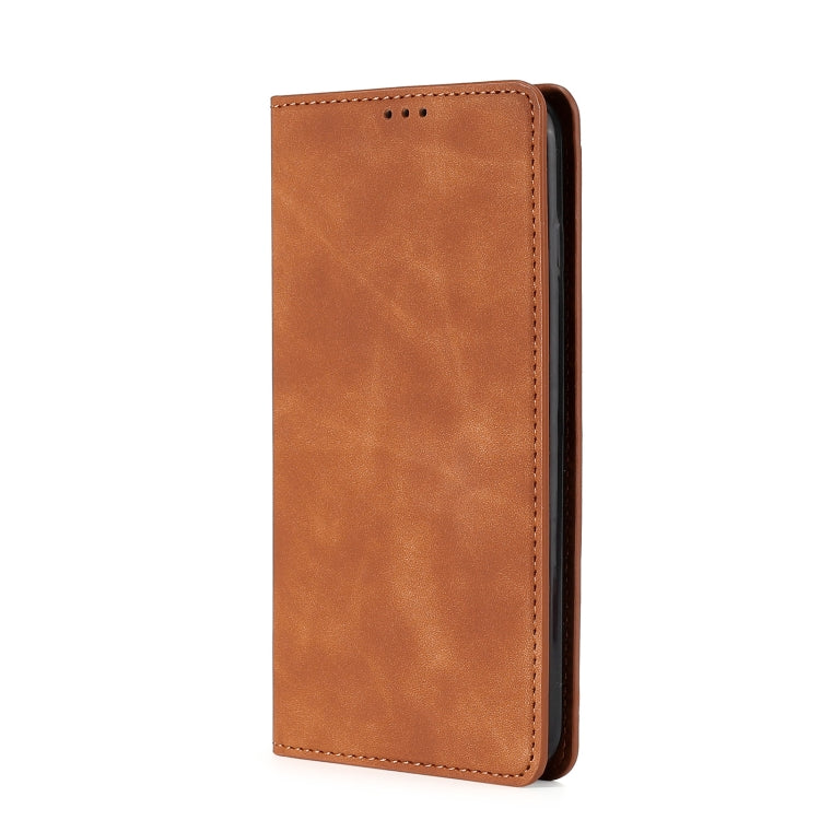 For Blackview A52 Skin Feel Magnetic Horizontal Flip Leather Phone Case(Light Brown) - More Brand by PMC Jewellery | Online Shopping South Africa | PMC Jewellery | Buy Now Pay Later Mobicred