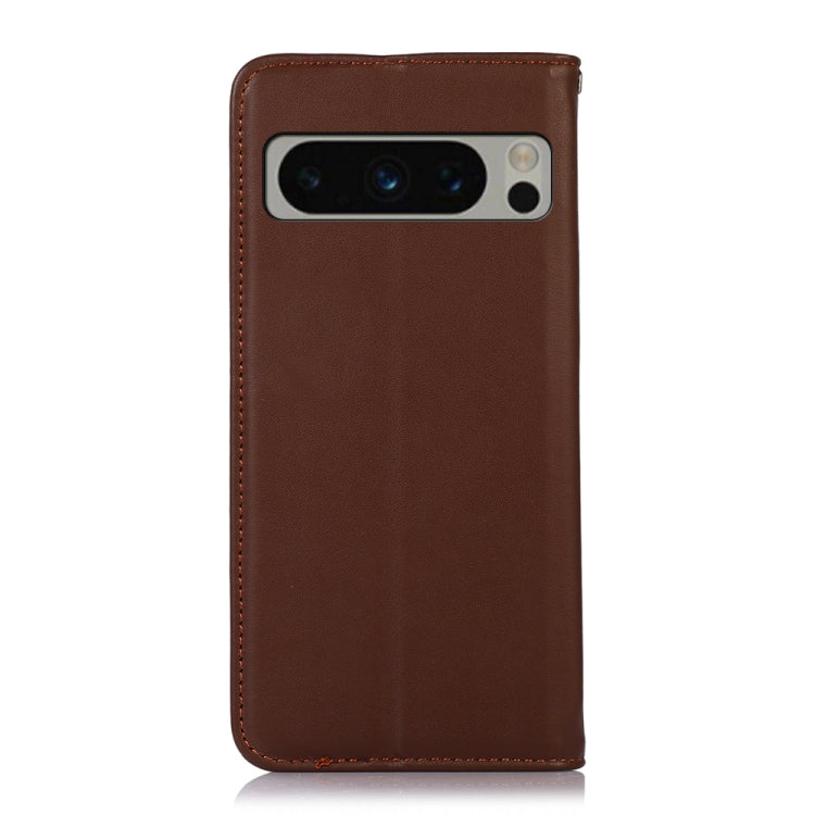 For Google Pixel 8 Pro KHAZNEH Nappa Top Layer Cowhide Leather Phone Case(Brown) - Google Cases by PMC TechLife | Online Shopping South Africa | PMC TechLife | Buy Now Pay Later Mobicred