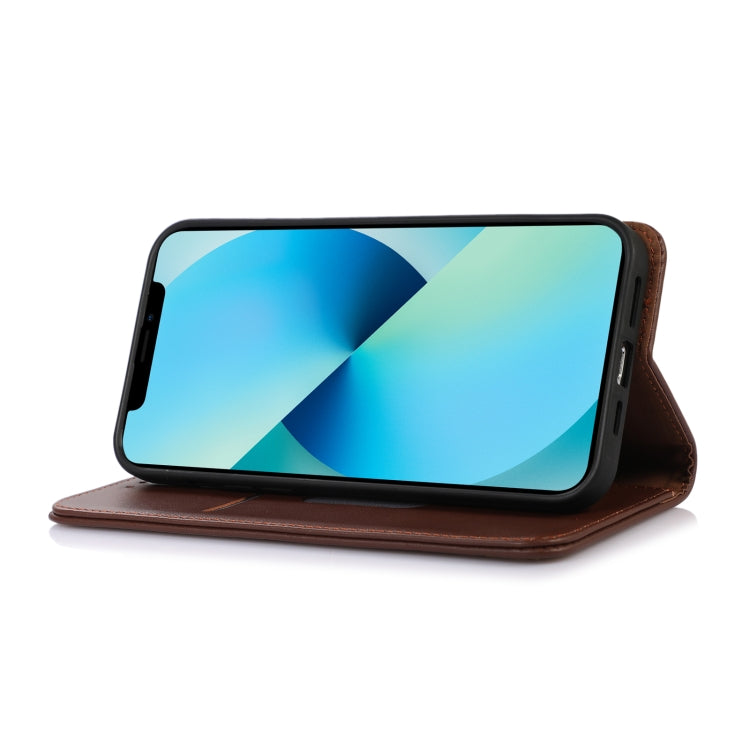 For Google Pixel 8 Pro KHAZNEH Nappa Top Layer Cowhide Leather Phone Case(Brown) - Google Cases by PMC TechLife | Online Shopping South Africa | PMC TechLife | Buy Now Pay Later Mobicred