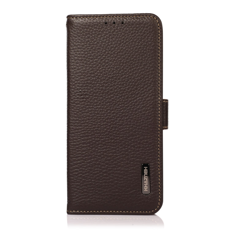 For Google Pixel 8 KHAZNEH Side-Magnetic Litchi Genuine Leather RFID Phone Case(Brown) - Google Cases by PMC TechLife | Online Shopping South Africa | PMC TechLife | Buy Now Pay Later Mobicred