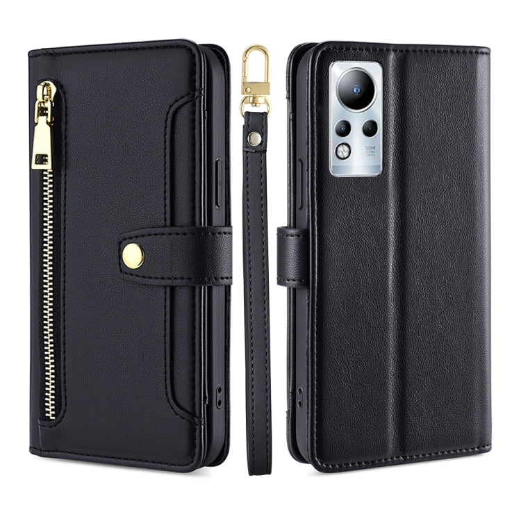 For Infinix Note 11 Sheep Texture Cross-body Zipper Wallet Leather Phone Case(Black) - Infinix Cases by PMC TechLife | Online Shopping South Africa | PMC TechLife | Buy Now Pay Later Mobicred