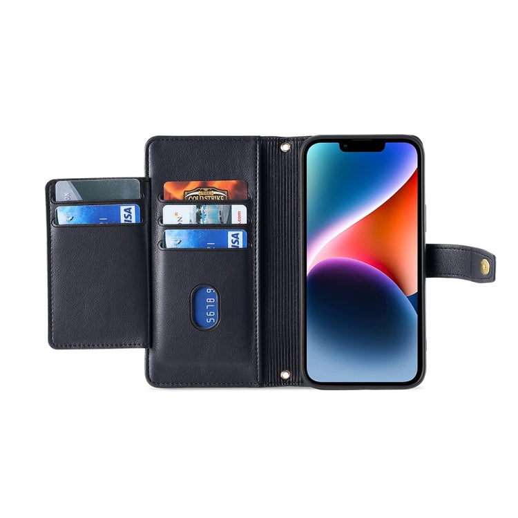 For Infinix Note 11 Sheep Texture Cross-body Zipper Wallet Leather Phone Case(Black) - Infinix Cases by PMC TechLife | Online Shopping South Africa | PMC TechLife | Buy Now Pay Later Mobicred
