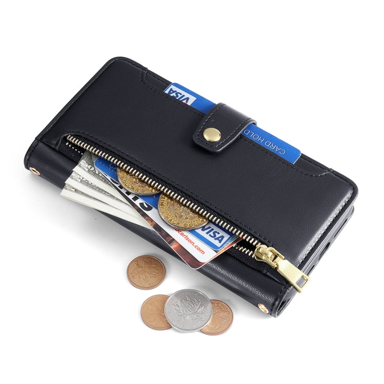 For Infinix Note 11 Sheep Texture Cross-body Zipper Wallet Leather Phone Case(Black) - Infinix Cases by PMC TechLife | Online Shopping South Africa | PMC TechLife | Buy Now Pay Later Mobicred
