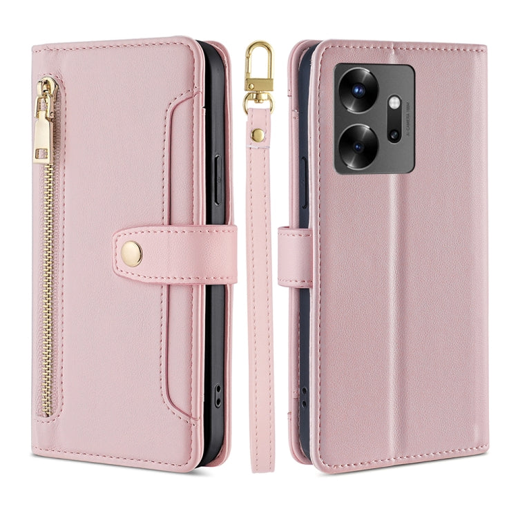 For Infinix Zero 20 Sheep Texture Cross-body Zipper Wallet Leather Phone Case(Pink) - Infinix Cases by PMC TechLife | Online Shopping South Africa | PMC TechLife | Buy Now Pay Later Mobicred