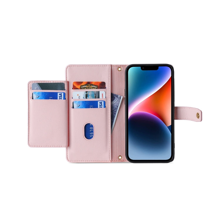 For Honor Magic5 Sheep Texture Cross-body Zipper Wallet Leather Phone Case(Pink) - free shipping - PMC TechLife - Order now!