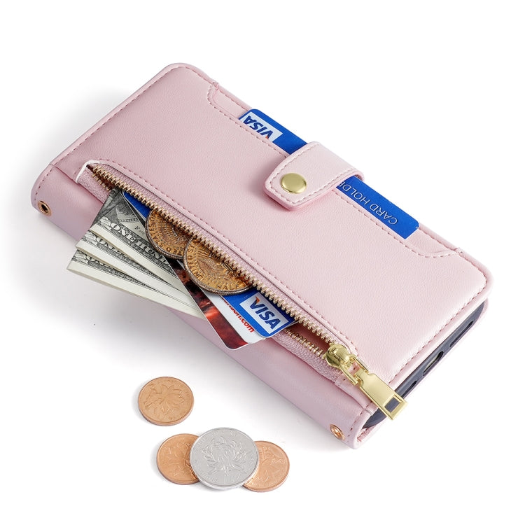 For Honor Magic5 Sheep Texture Cross-body Zipper Wallet Leather Phone Case(Pink) - free shipping - PMC TechLife - Order now!