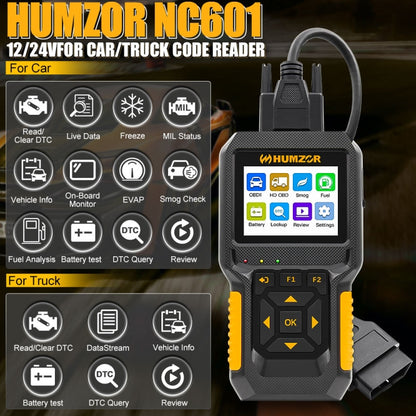 HUMZOR NC601 12-24V Car and Truck OBD2 Scan Tool Diagnostic Tool - Code Readers & Scan Tools by PMC Jewellery | Online Shopping South Africa | PMC Jewellery | Buy Now Pay Later Mobicred