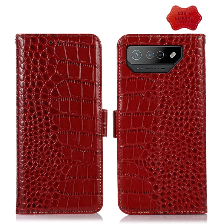 For Asus ROG Phone 7 Crocodile Top Layer Cowhide Leather Phone Case(Red) - ASUS Cases by PMC TechLife | Online Shopping South Africa | PMC TechLife | Buy Now Pay Later Mobicred
