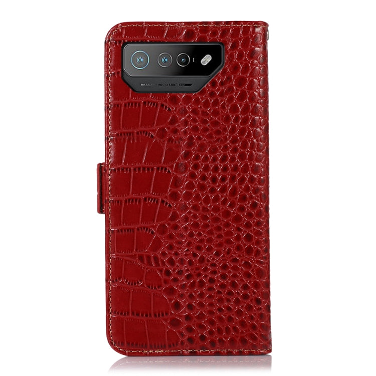 For Asus ROG Phone 7 Crocodile Top Layer Cowhide Leather Phone Case(Red) - ASUS Cases by PMC TechLife | Online Shopping South Africa | PMC TechLife | Buy Now Pay Later Mobicred