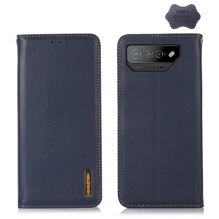 For Asus ROG Phone 7 KHAZNEH Nappa Top Layer Cowhide Leather Phone Case(Blue) - ASUS Cases by PMC TechLife | Online Shopping South Africa | PMC TechLife | Buy Now Pay Later Mobicred