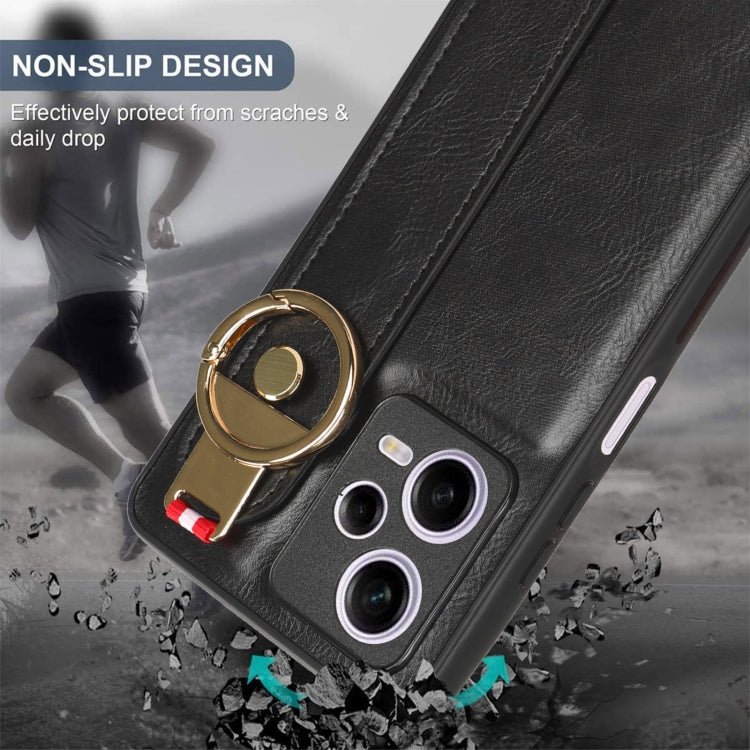 For Redmi Note 12 Pro 5G Global Wristband Leather Back Phone Case(Black) - Xiaomi Cases by PMC TechLife | Online Shopping South Africa | PMC TechLife | Buy Now Pay Later Mobicred