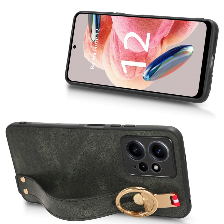 For Redmi Note 12 4G Global Wristband Leather Back Phone Case(Green) - free shipping - PMC TechLife - Order now!