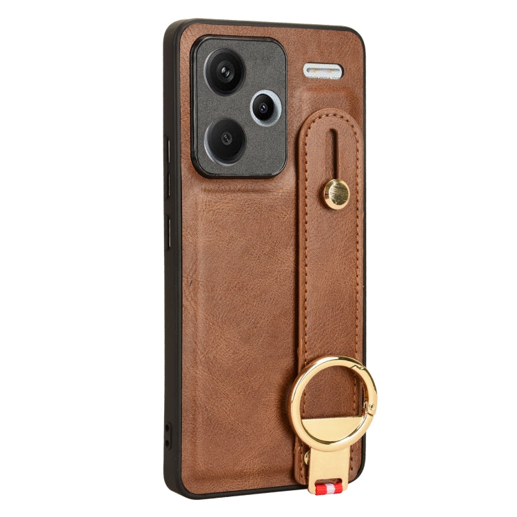For Xiaomi Redmi Note 13 Pro+ Wristband Leather Back Phone Case(Brown) - free shipping - PMC TechLife - Order now!