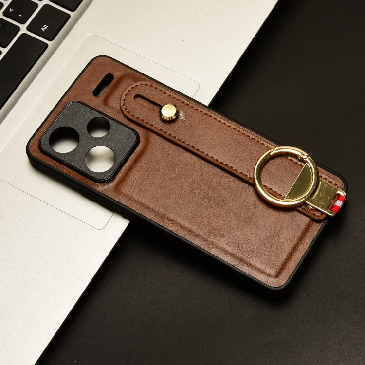 For Xiaomi Redmi Note 13 Pro+ Wristband Leather Back Phone Case(Brown) - free shipping - PMC TechLife - Order now!