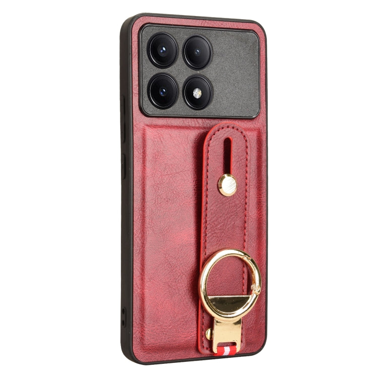 For Xiaomi Redmi K70/K70 Pro Wristband Leather Back Phone Case(Red) - Xiaomi Cases by PMC Jewellery | Online Shopping South Africa | PMC Jewellery | Buy Now Pay Later Mobicred