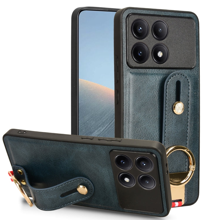 For Xiaomi Redmi K70/K70 Pro Wristband Leather Back Phone Case(Blue) - free shipping - PMC TechLife - Order now!