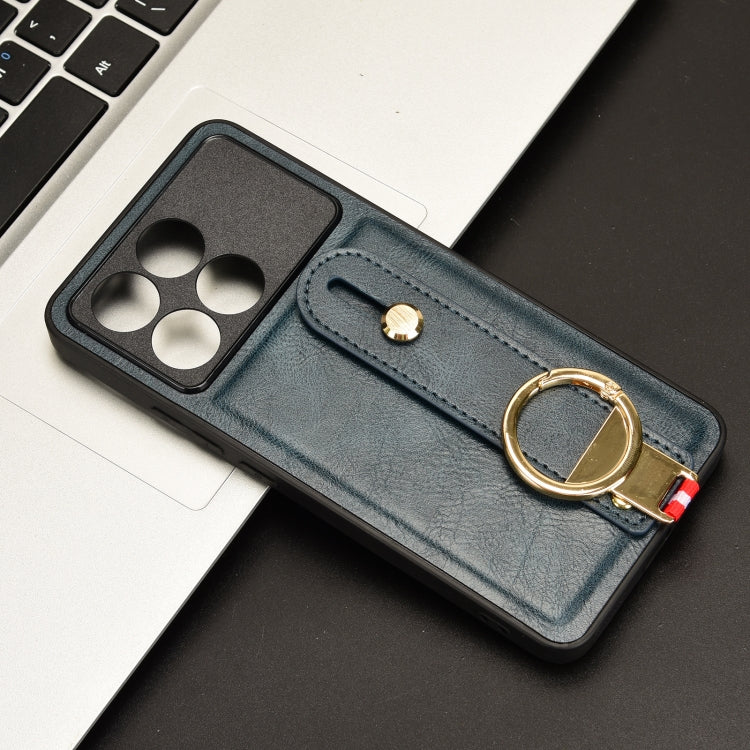 For Xiaomi Redmi K70/K70 Pro Wristband Leather Back Phone Case(Blue) - free shipping - PMC TechLife - Order now!