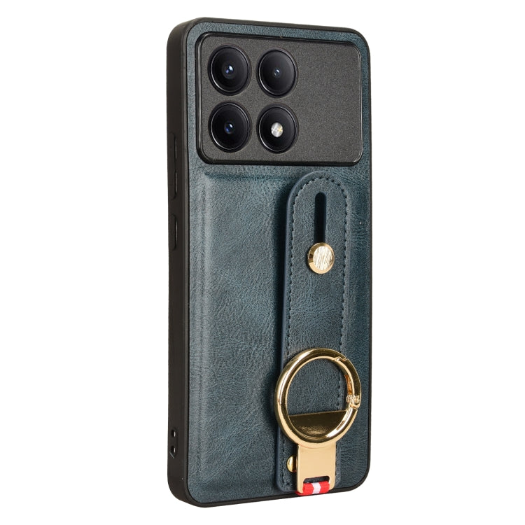 For Xiaomi Redmi K70/K70 Pro Wristband Leather Back Phone Case(Blue) - free shipping - PMC TechLife - Order now!
