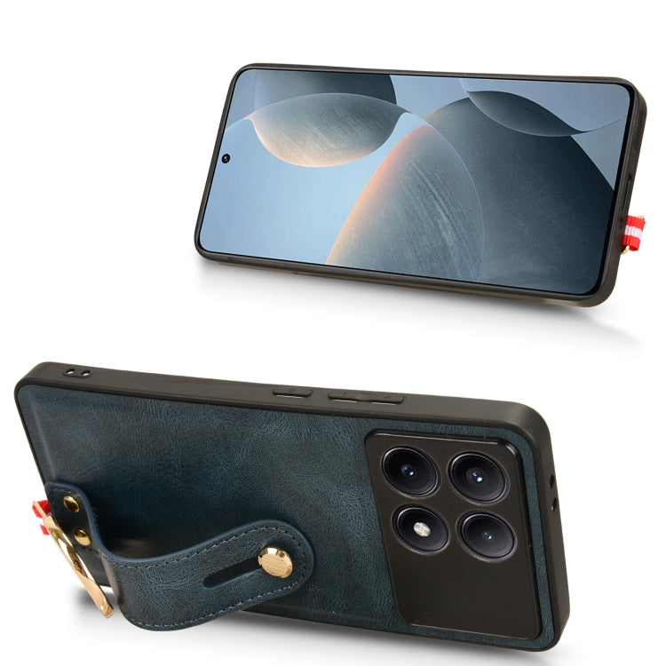 For Xiaomi Redmi K70/K70 Pro Wristband Leather Back Phone Case(Blue) - free shipping - PMC TechLife - Order now!