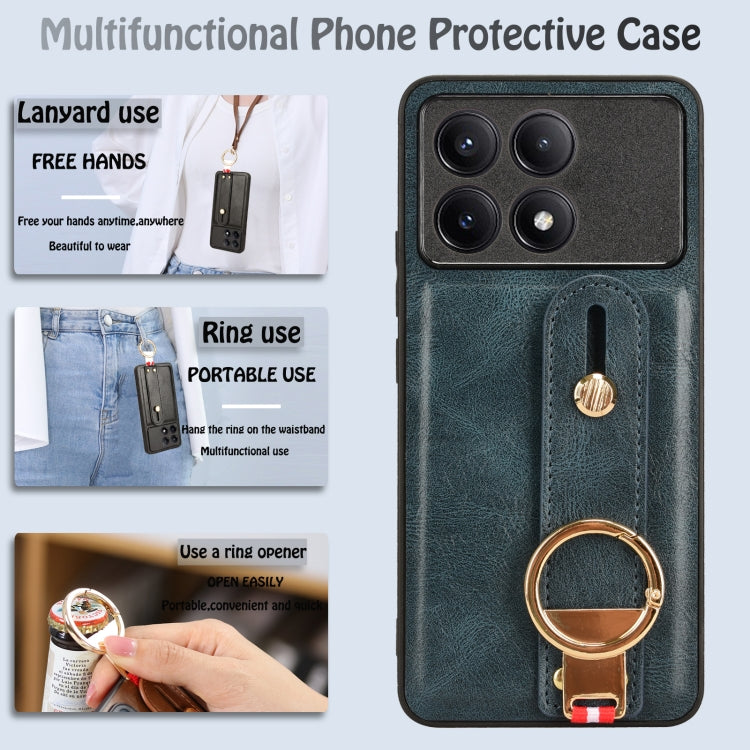 For Xiaomi Redmi K70/K70 Pro Wristband Leather Back Phone Case(Blue) - free shipping - PMC TechLife - Order now!