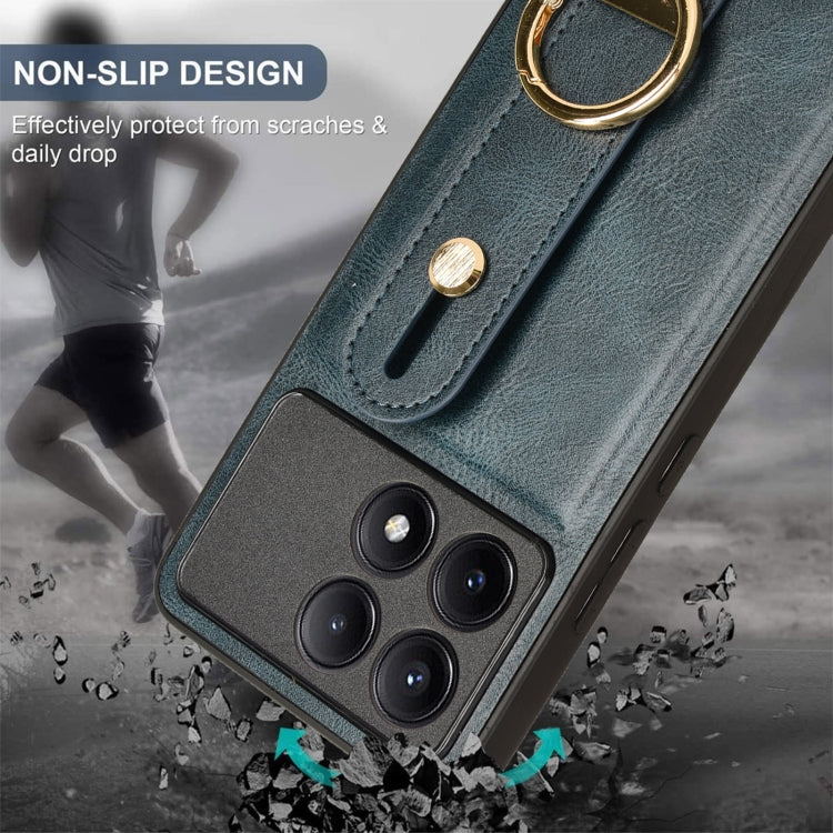 For Xiaomi Redmi K70/K70 Pro Wristband Leather Back Phone Case(Blue) - free shipping - PMC TechLife - Order now!