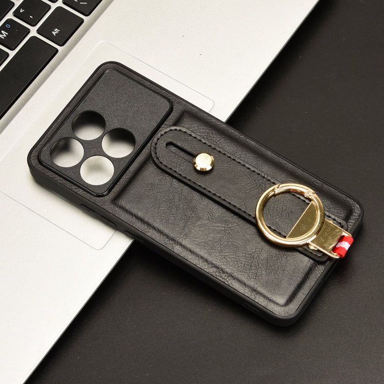For Xiaomi Poco X6 Pro/Redmi K70E Wristband Leather Back Phone Case(Black) - K70E Cases by PMC TechLife | Online Shopping South Africa | PMC TechLife | Buy Now Pay Later Mobicred