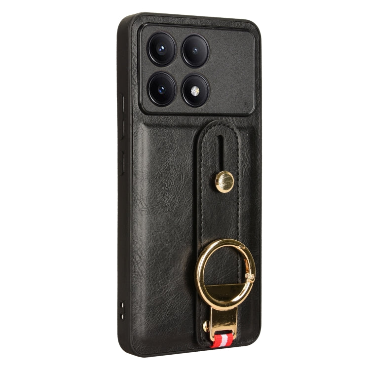 For Xiaomi Poco X6 Pro/Redmi K70E Wristband Leather Back Phone Case(Black) - K70E Cases by PMC TechLife | Online Shopping South Africa | PMC TechLife | Buy Now Pay Later Mobicred