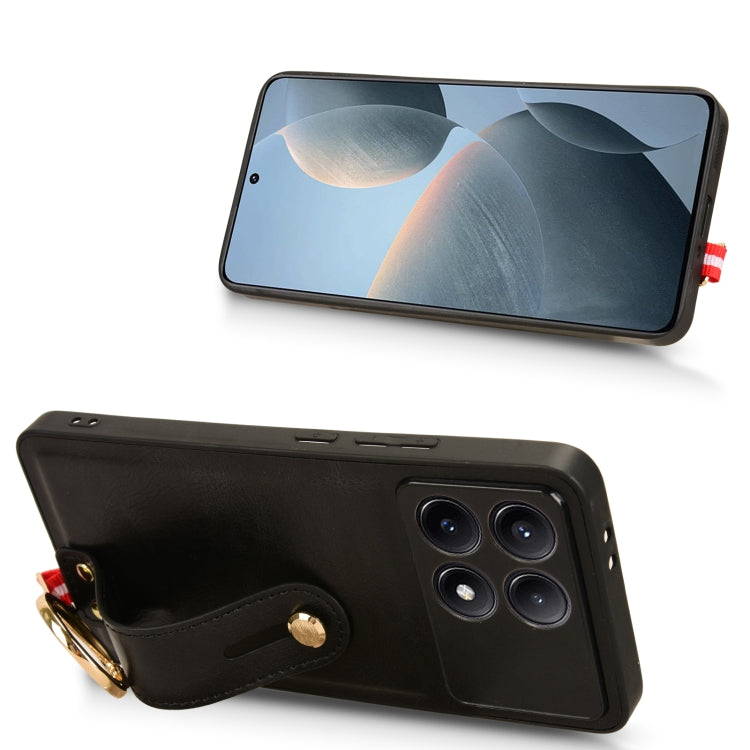 For Xiaomi Poco X6 Pro/Redmi K70E Wristband Leather Back Phone Case(Black) - K70E Cases by PMC TechLife | Online Shopping South Africa | PMC TechLife | Buy Now Pay Later Mobicred