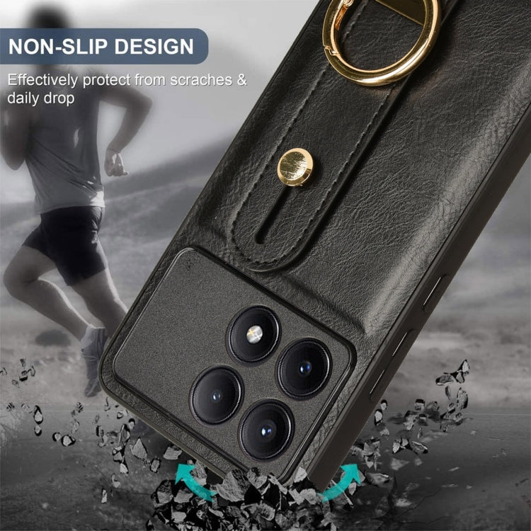 For Xiaomi Poco X6 Pro/Redmi K70E Wristband Leather Back Phone Case(Black) - K70E Cases by PMC TechLife | Online Shopping South Africa | PMC TechLife | Buy Now Pay Later Mobicred