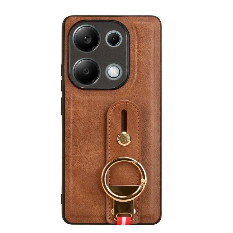 For Xiaomi Redmi Note 13 Pro 4G Wristband Leather Back Phone Case(Brown) - free shipping - PMC TechLife - Order now!