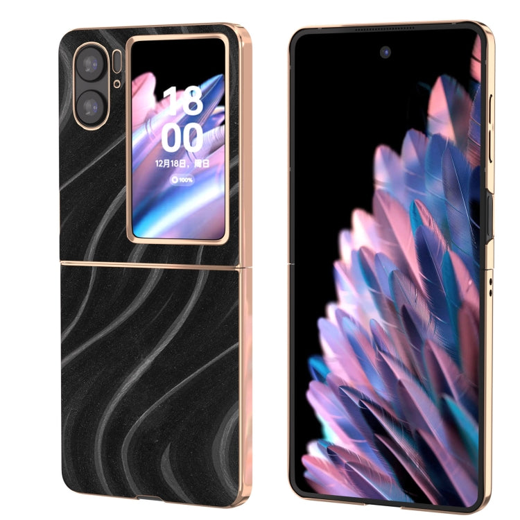 For OPPO Find N2 Flip Nano Electroplating Galactic Pattern Protective Phone Case(Black) - OPPO Cases by PMC Jewellery | Online Shopping South Africa | PMC Jewellery