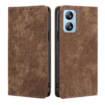 For Blackview A52 RFID Anti-theft Brush Magnetic Leather Phone Case(Brown) - More Brand by PMC Jewellery | Online Shopping South Africa | PMC Jewellery | Buy Now Pay Later Mobicred