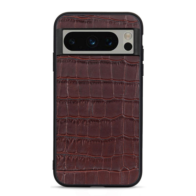For Google Pixel 8 Pro Crocodile Texture Genuine Leather Phone Case(Brown) - Google Cases by PMC TechLife | Online Shopping South Africa | PMC TechLife | Buy Now Pay Later Mobicred