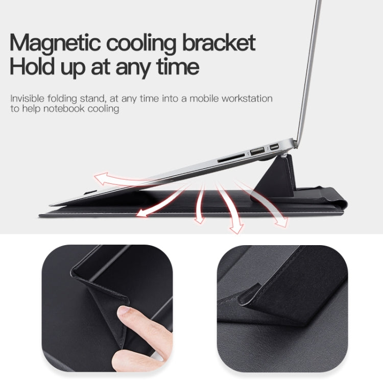 13-14 inch Universal Laptop Magnetic Holder Stitching Inner Bag(Brown) - 13.3 inch by PMC Jewellery | Online Shopping South Africa | PMC Jewellery | Buy Now Pay Later Mobicred