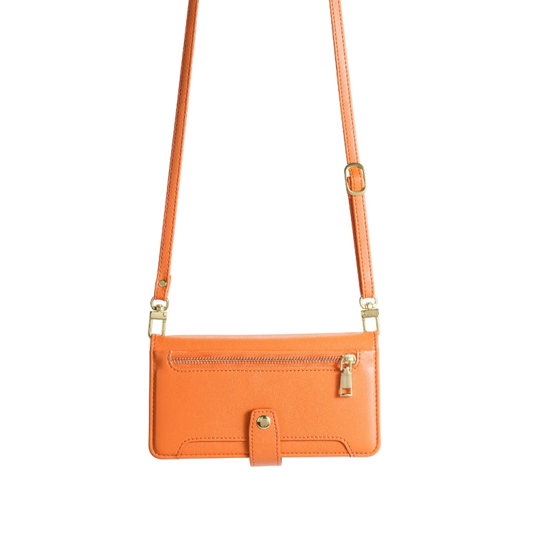 For Nokia C12 Sheep Texture Cross-body Zipper Wallet Leather Phone Case(Orange) - Nokia Cases by PMC TechLife | Online Shopping South Africa | PMC TechLife | Buy Now Pay Later Mobicred