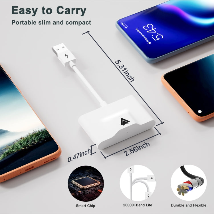 THT-020-3+ USB + USB-C / Type-C Wired to Wireless Carplay Adapter for Android Smartphone(White) - free shipping - PMC TechLife - Order now!
