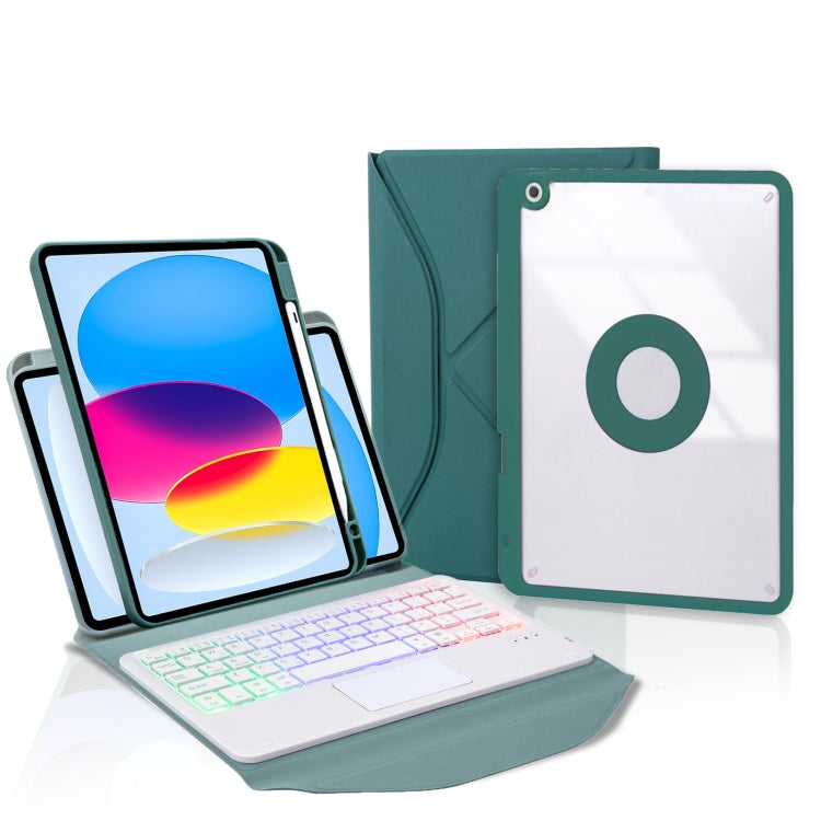 Z10B-AS For iPad 10th Gen 10.9 2022 / 11 2025 Pen Slot Touchpad Backlight Bluetooth Keyboard Leather Tablet Case(Green) - Universal by PMC TechLife | Online Shopping South Africa | PMC TechLife | Buy Now Pay Later Mobicred