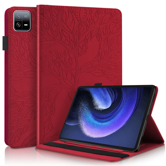 For Xiaomi Pad 6 / Pad 6 Pro Life Tree Series Horizontal Flip Leather Tablet Case(Red) - More Tablet Cases by PMC Jewellery | Online Shopping South Africa | PMC Jewellery | Buy Now Pay Later Mobicred