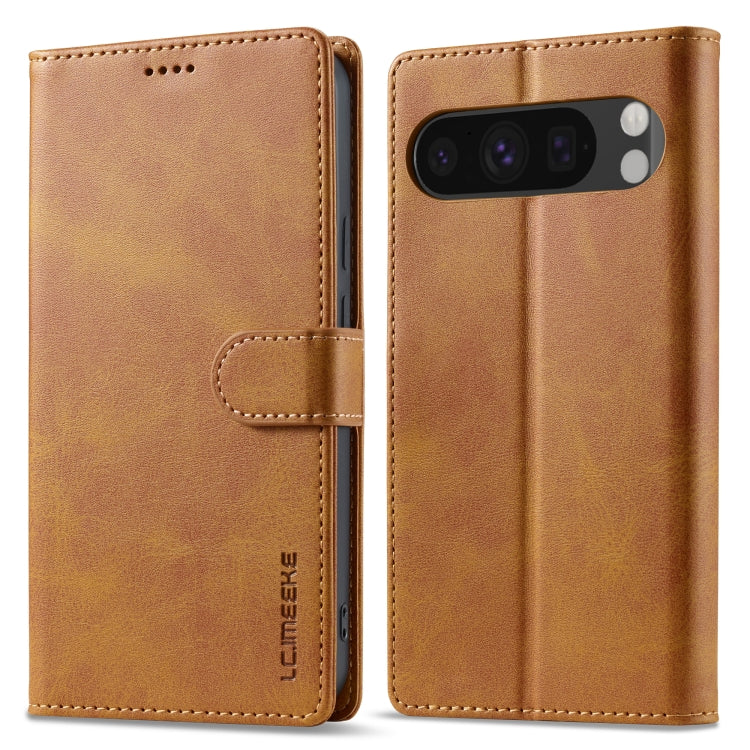 For Google Pixel 9 Pro XL LC.IMEEKE Calf Texture Flip Leather Phone Case(Yellow) - free shipping - PMC TechLife - Order now!